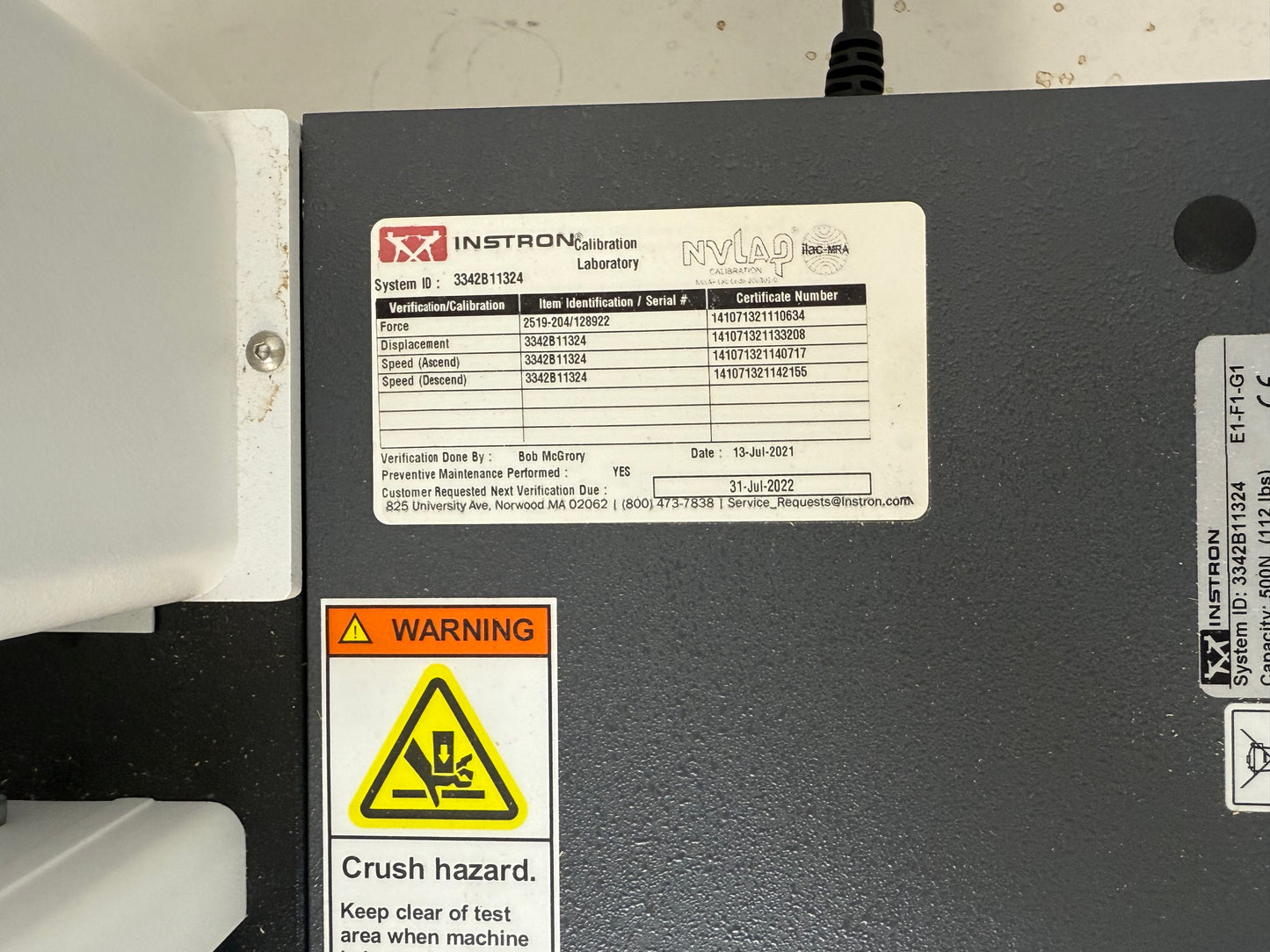 Instron 3342 Single Column Testing System