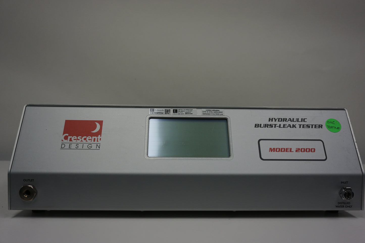 Crescent Design Hydraulic Burst Leak Tester Model 2000