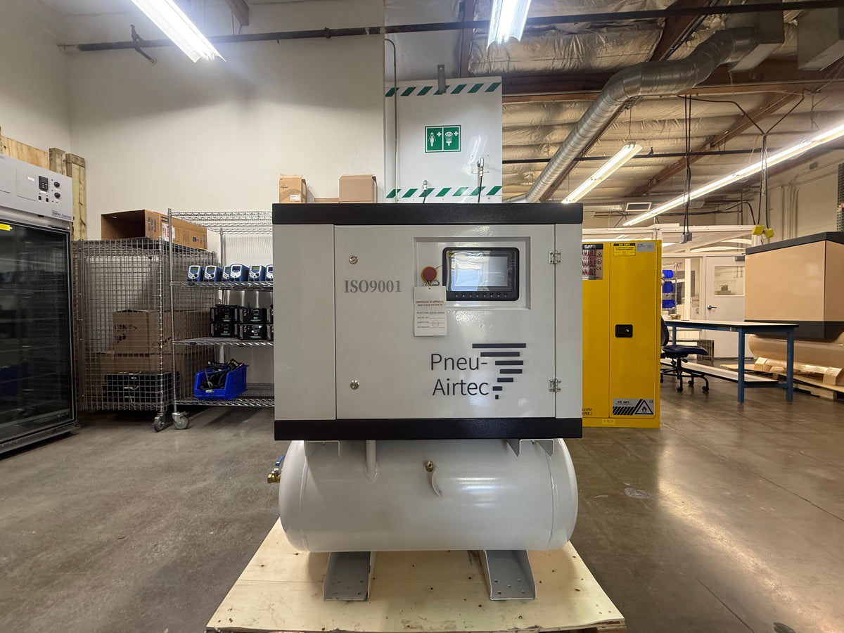 Pneu-Airtec 7.5 HP Rotary Screw Air Compressor 220V 25.4 CFM with Integrated Tank